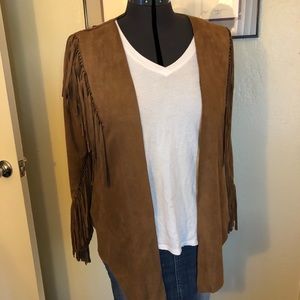 Vocal faux suede fringe jacket XL